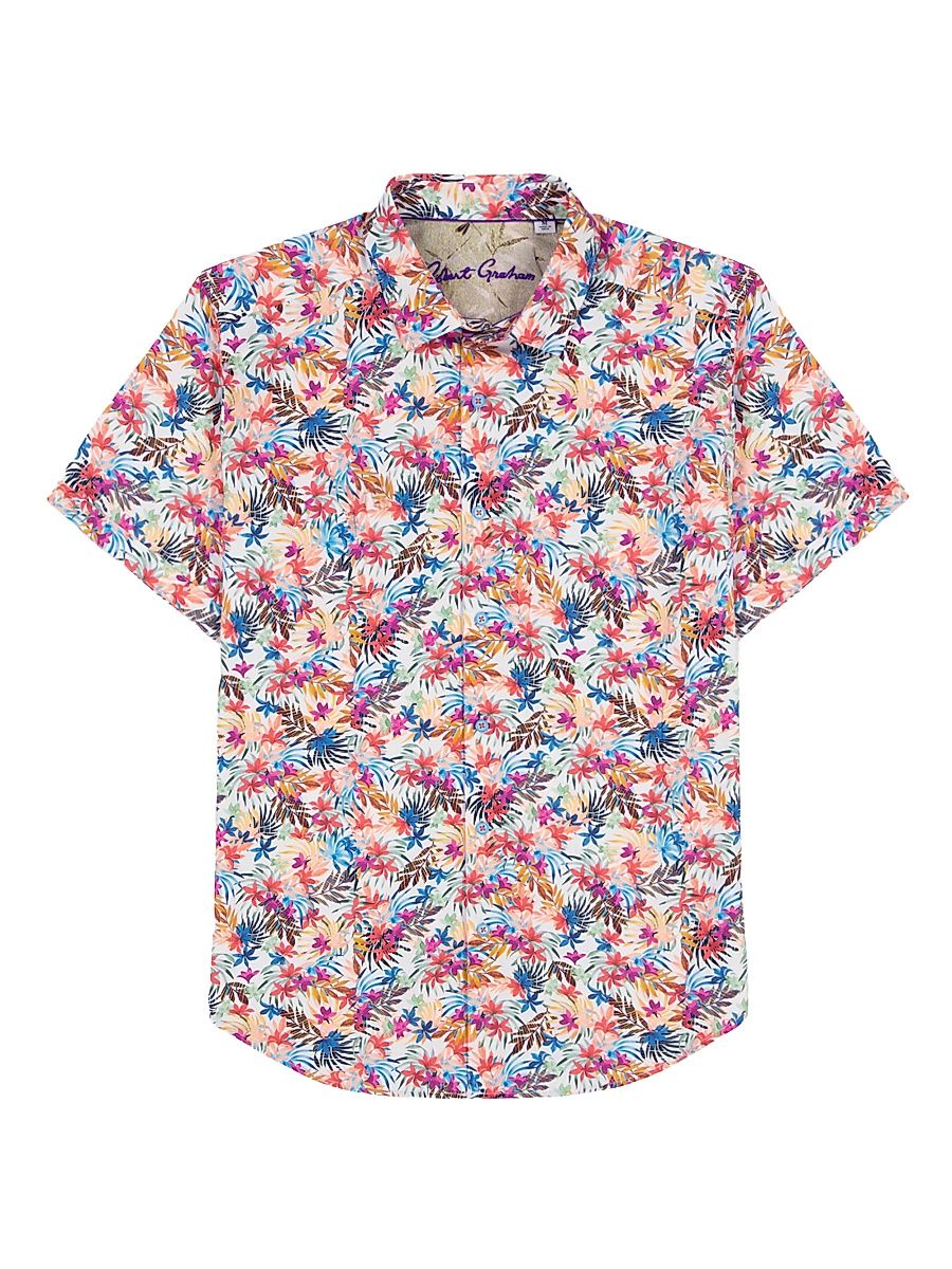 Men's Escape Printed Button-Front Shirt - Size Large