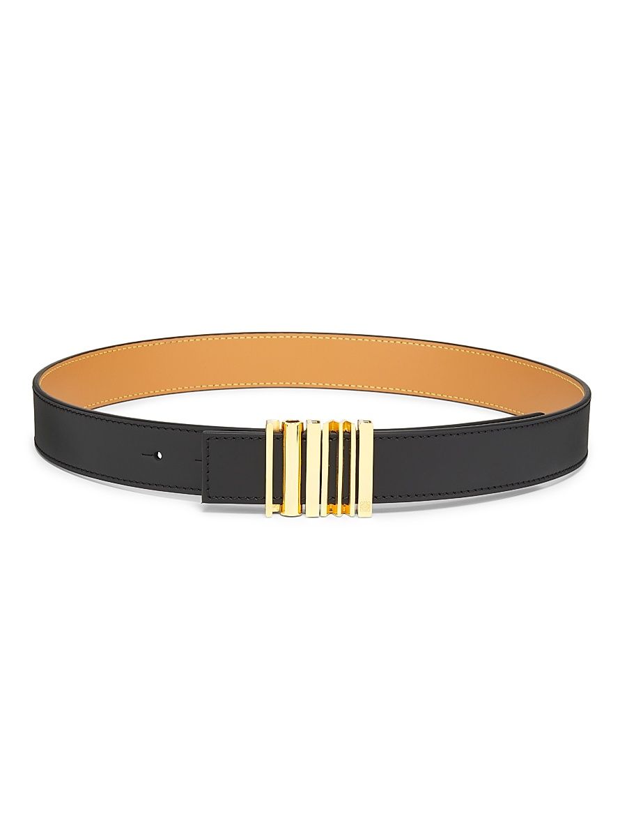 Women's Graphic Leather Belt - Black Gold - Size Small
