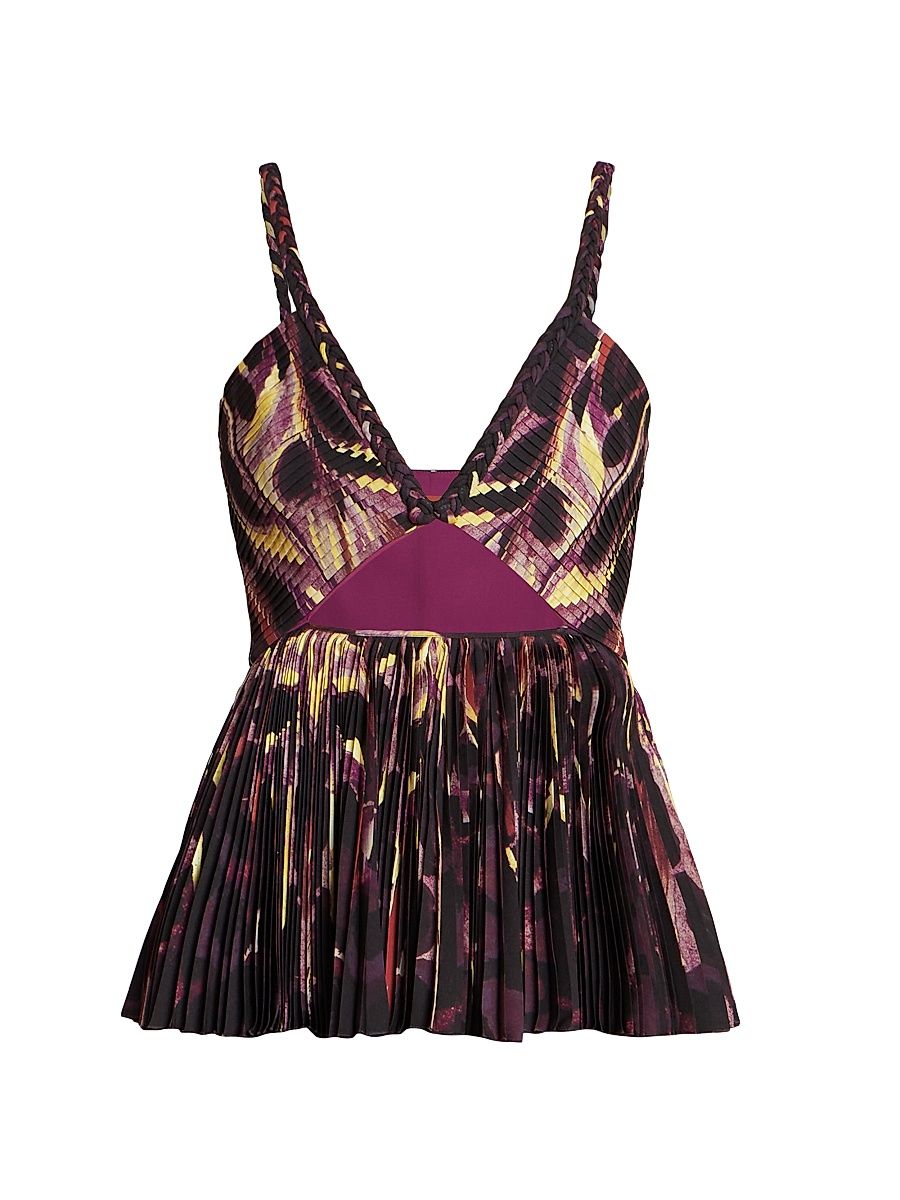 Women's Halki Pleated Cut-Out Top - Mulberry - Size 12