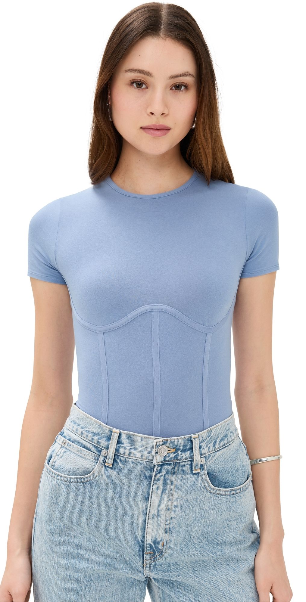 Fleur du Mal Cotton T Shirt Thong Bodysuit Denim M