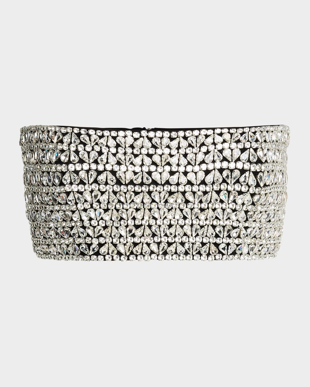 Heart Crystal Embroidered Crop Bandeau Top