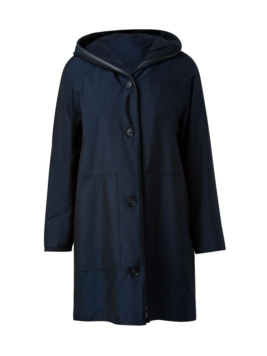 Akris Women's Bellevue 2-in-1 Cashmere & Silk Poplin Short Coat - Navy - Size 2