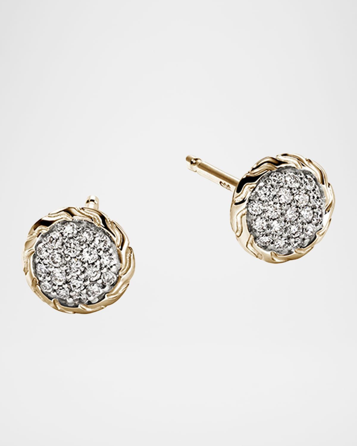 JH Essential 14K Yellow Gold Diamond Pave Stud Earrings, 7mm