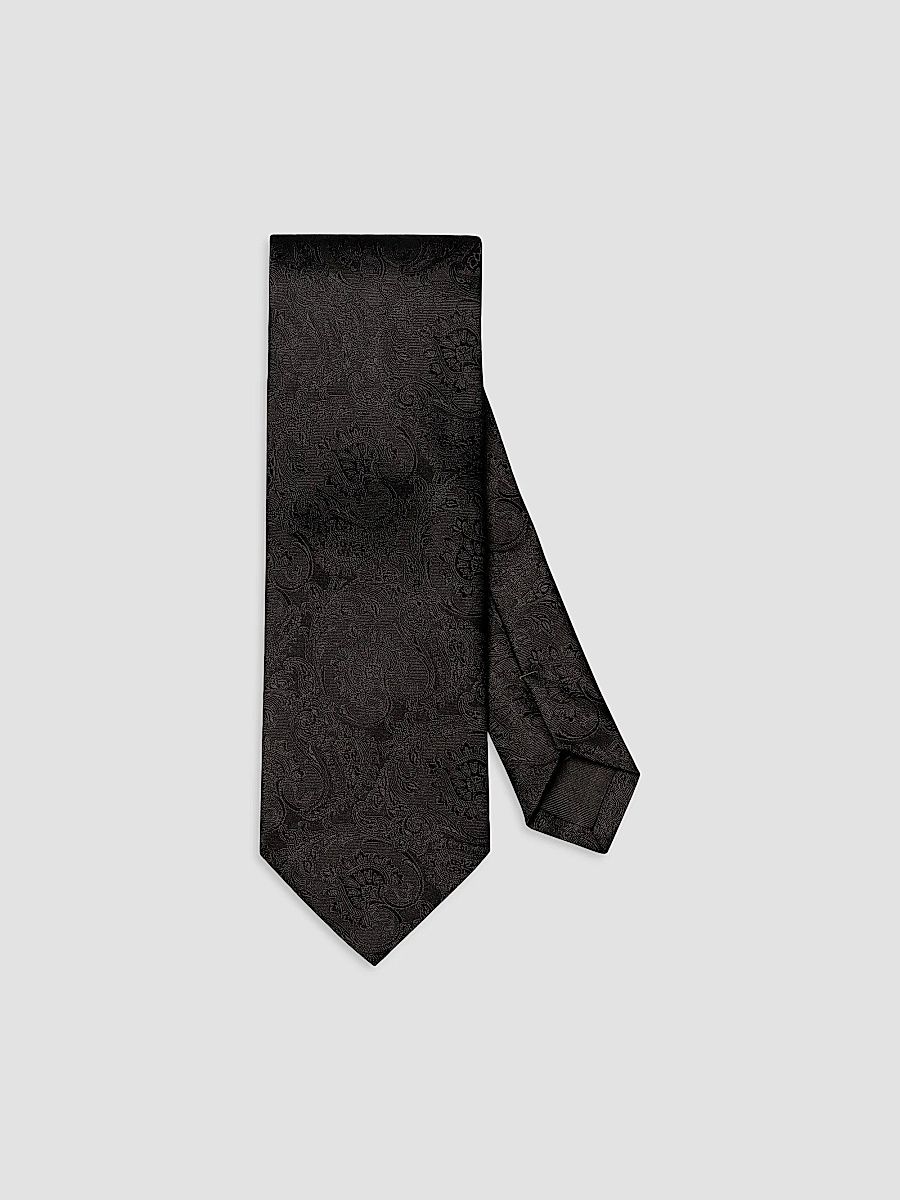 Men's Paisley Woven Silk Tie - Black