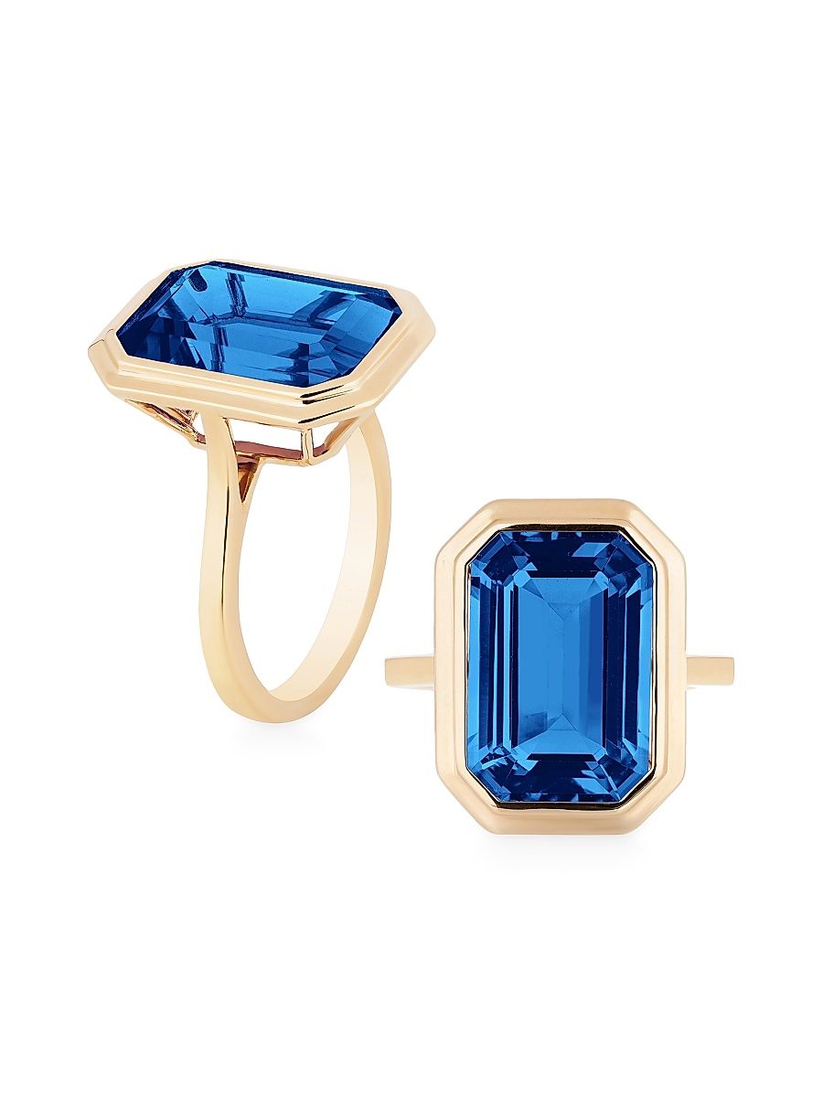 Women's Manhattan 18K Yellow Gold & London Blue Topaz Ring - Blue - Size 7