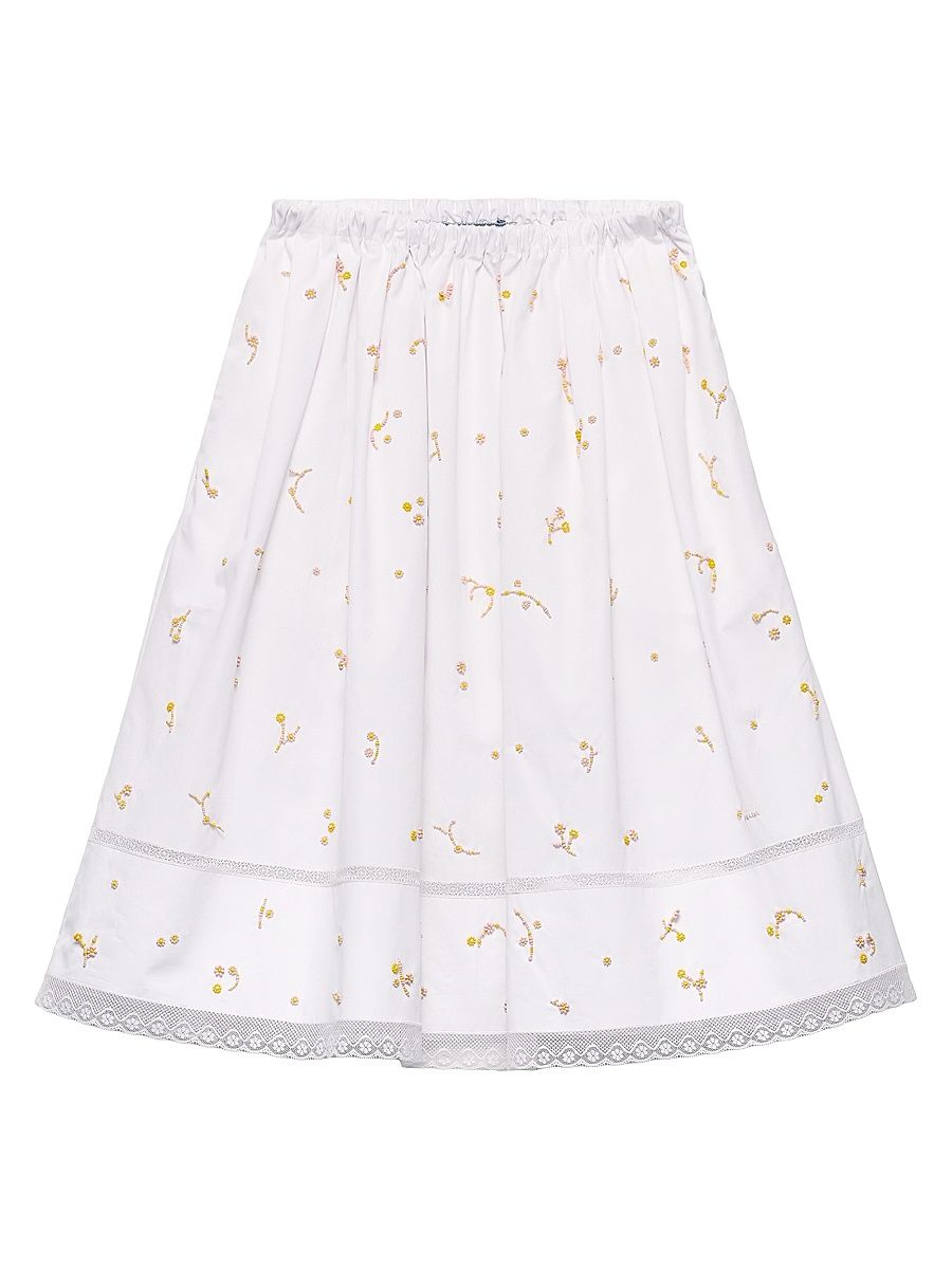 Women's Embroidered Poplin Skirt - White - Size 4