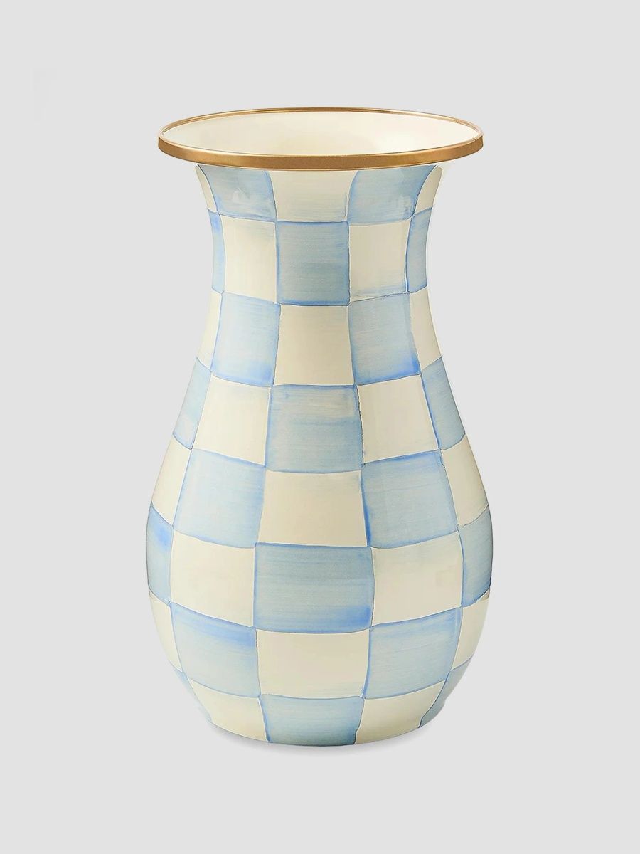 MacKenzie-Childs Sky Check Hand-Painted Enamel Vase