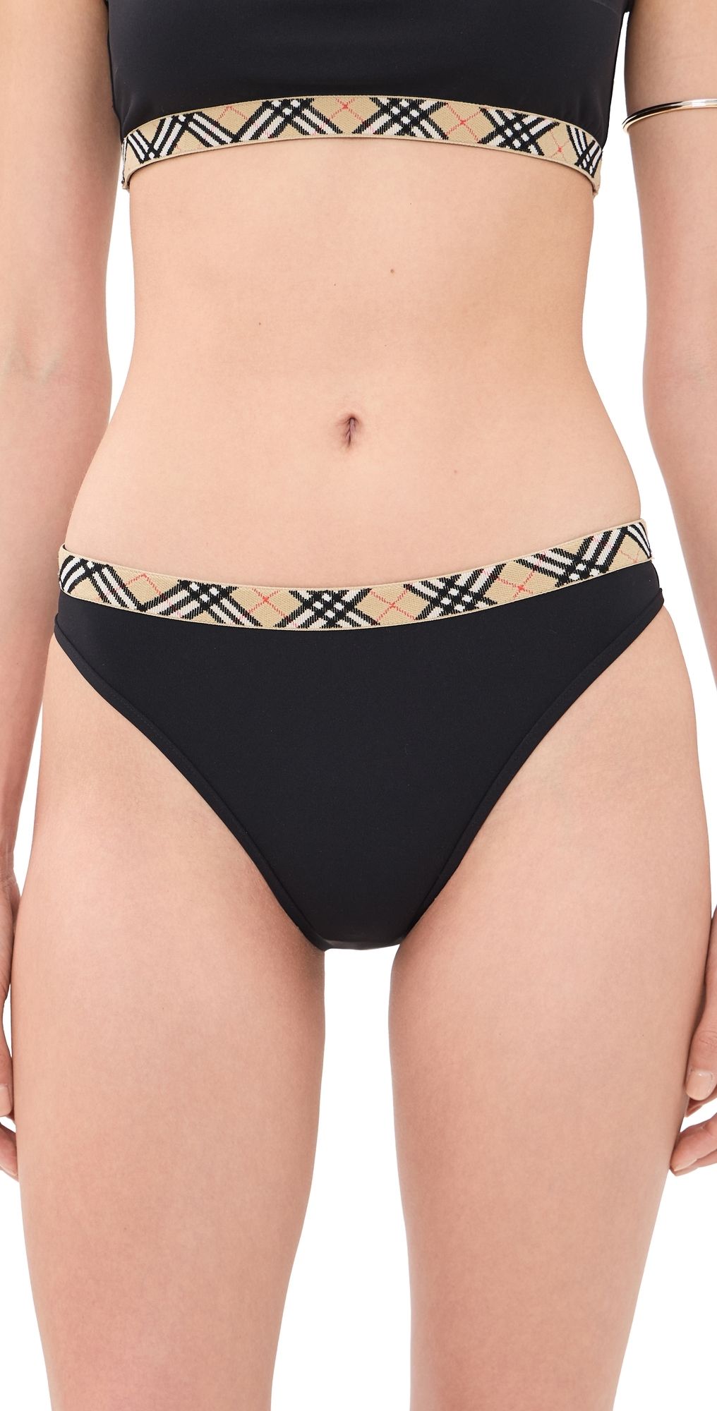 Burberry Check Trim Bikini Bottoms Black S
