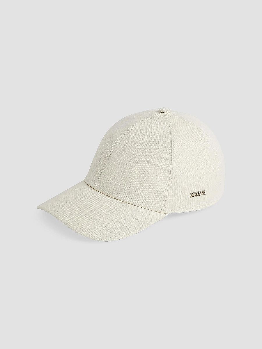 ZEGNA Men's Oasi Lino Baseball Cap - Light Beige - Size XL