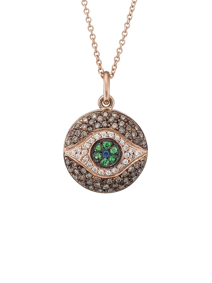 Women's Evil Eye 18K Rose Gold & Multi-Stone Dawn Chevalier Small Pendant Necklace - Yellow Gold