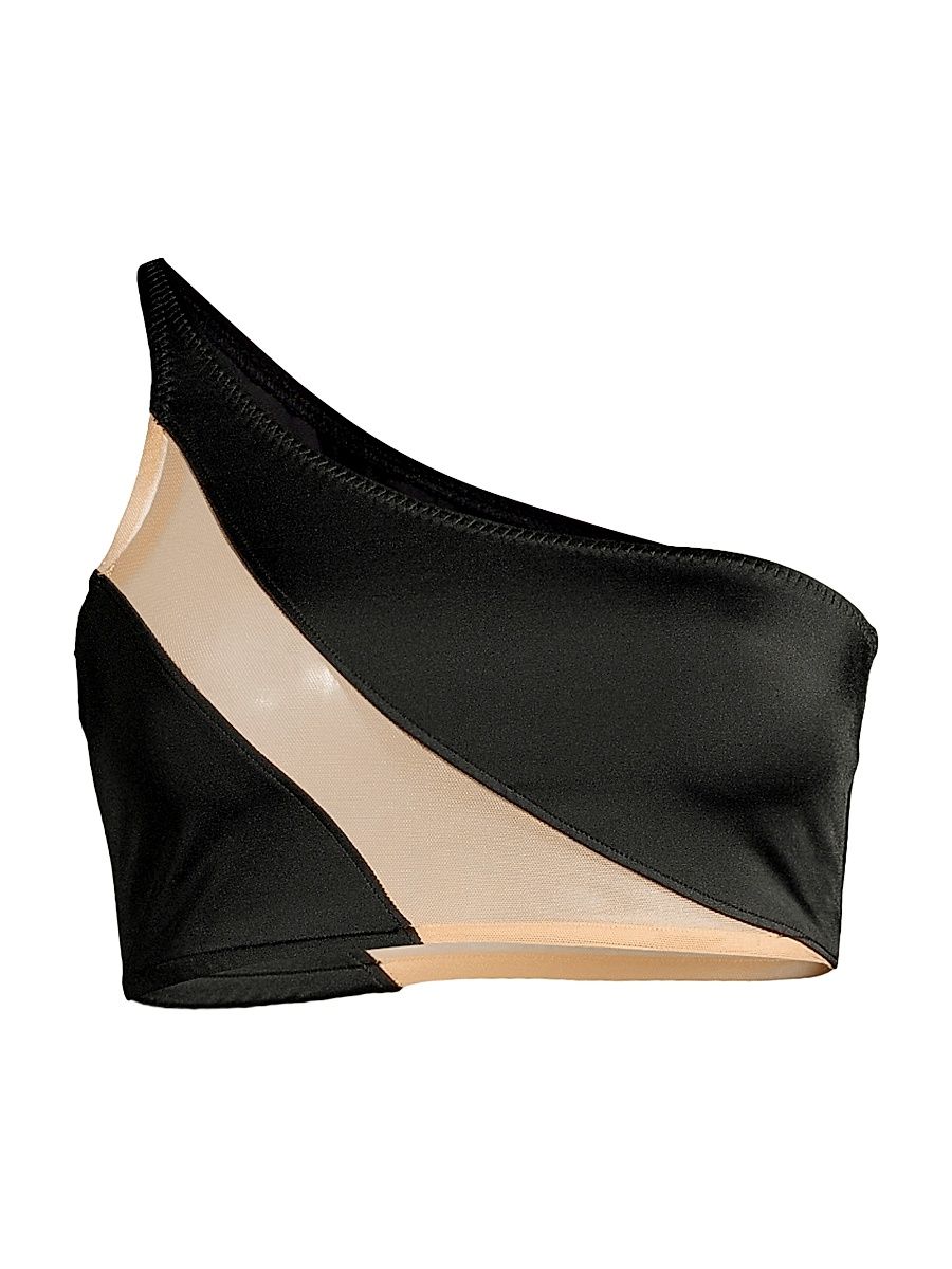 Women's Snake Mesh Bikini Top - Black Nude - Size Small