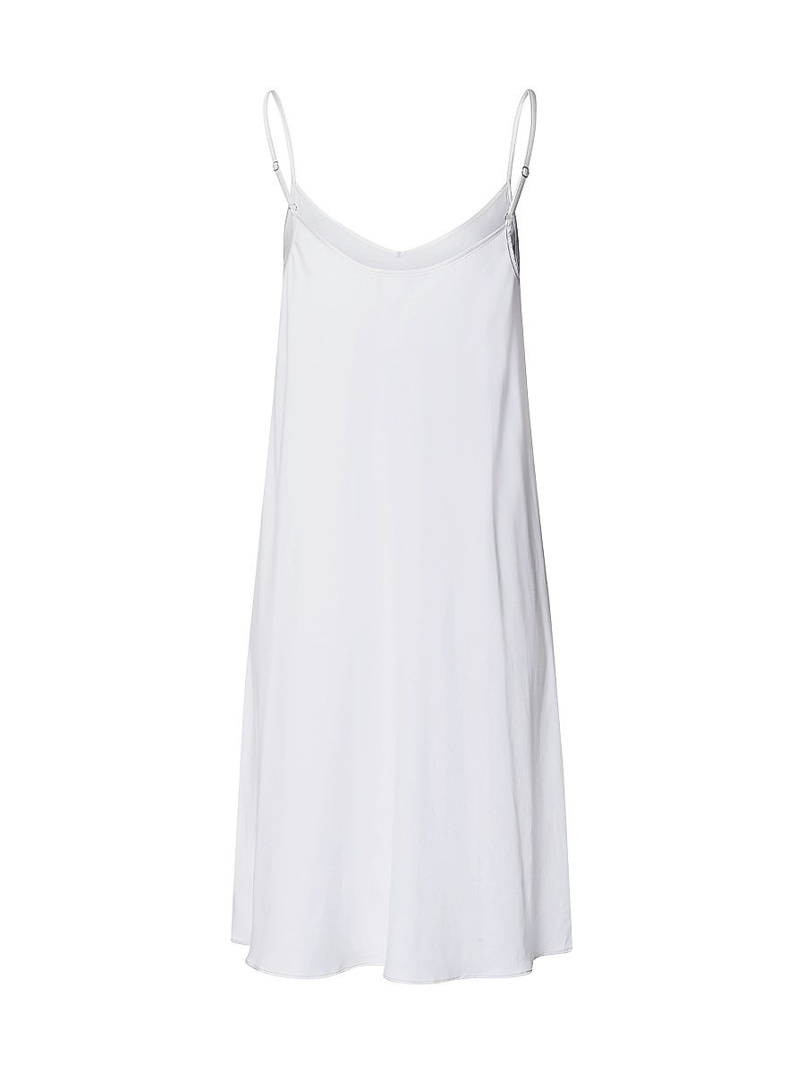 Women's V-Neck Spaghetti-Strap Cotton & SilkGown - White - Size Large