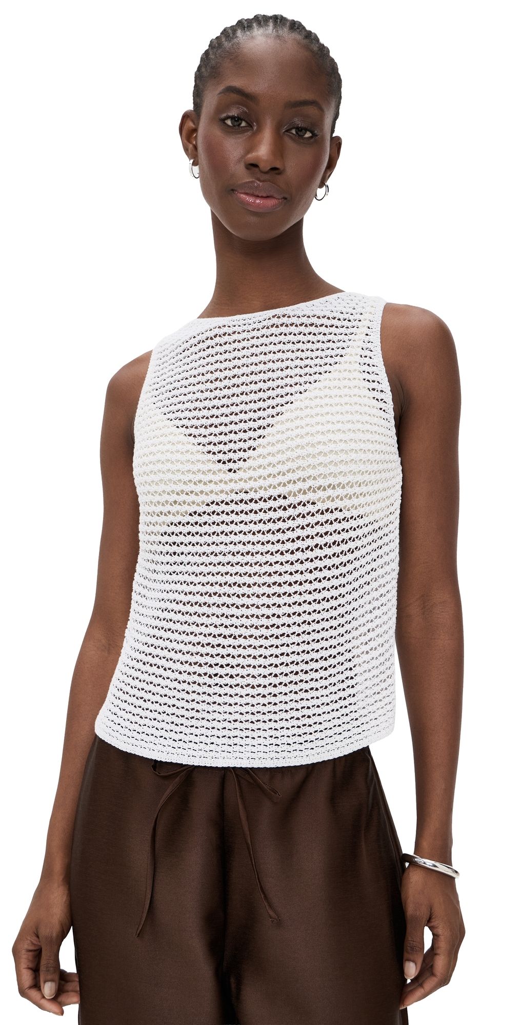 Vince Cotton Cord Tank Top Optic White L