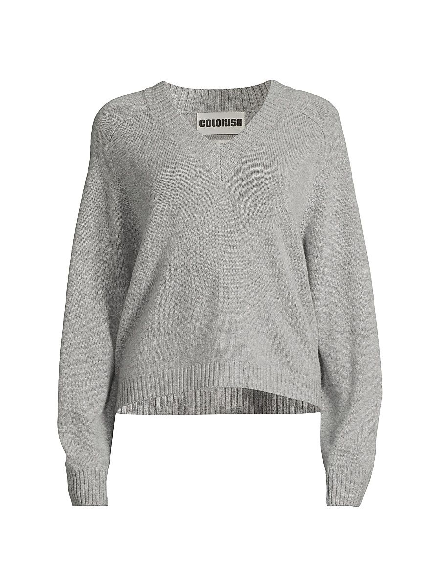Women's Chuinky V-Neck Wool-Cashmere Sweater - Smokey - Size XL