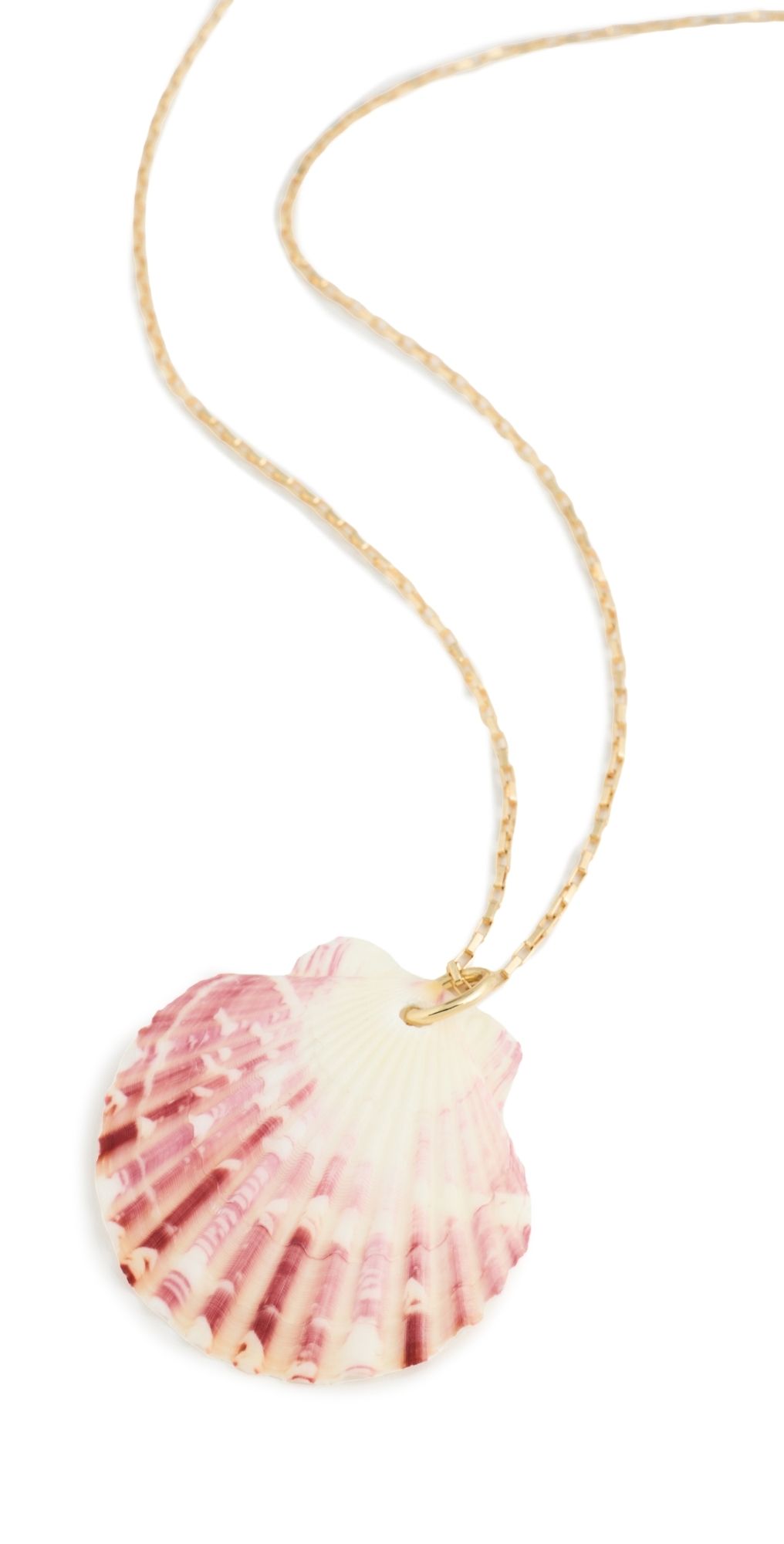 SHASHI Long Chain Scallop Shell Necklace Gold One Size