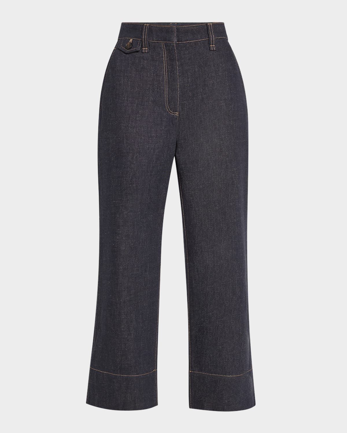 Contrast Stitched Crop Jeans