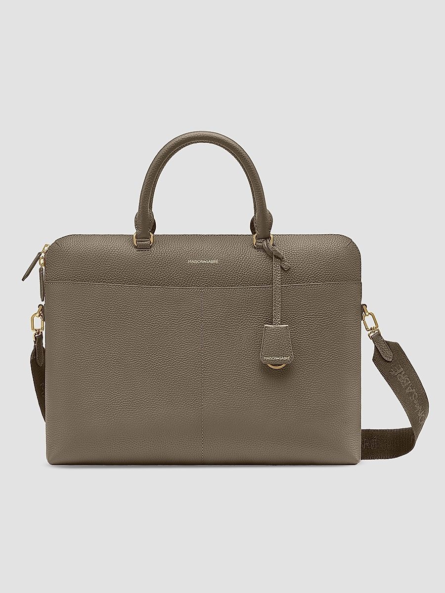 Men's Leather Laptop Bag - Cashmere Clay