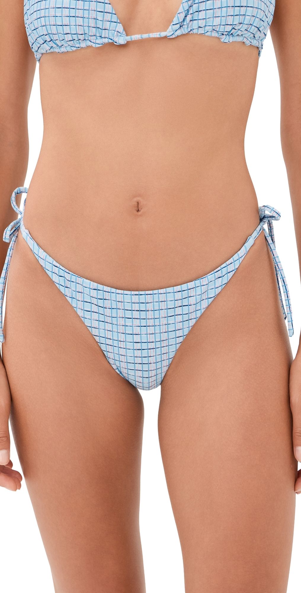 Peixoto Tonie Full Bikini Bottoms Blue Breeze Plaid M