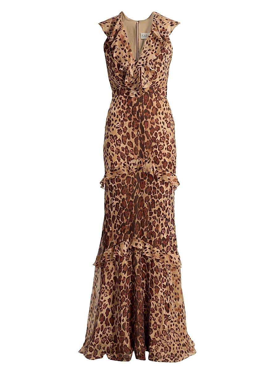 Women's Rita Leopard Print Maxi Dress - Cheetah Plmt - Size 12