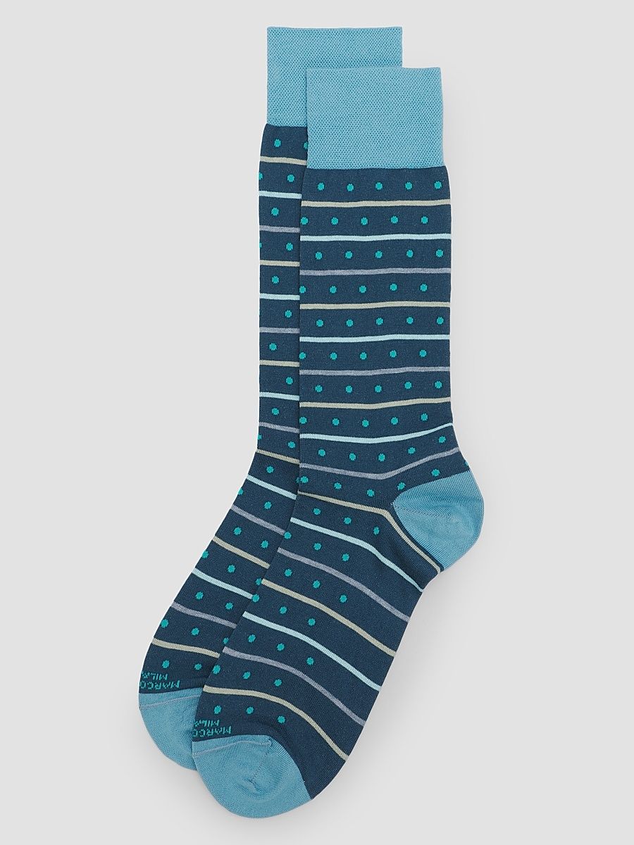 Men's Stripe Dots Cotton-Nylon Socks - Petrol Green