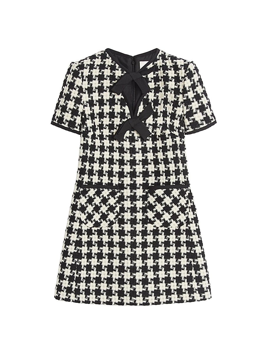 Women's Damier Light Tweed Short Dress - Ivory Black - Size 2