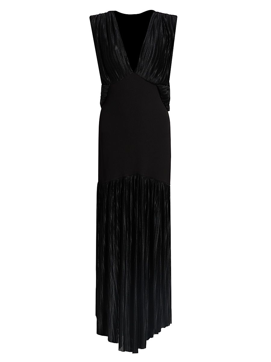 Women's Savoy Metallic Plisse Mesh Gown - Black - Size 14