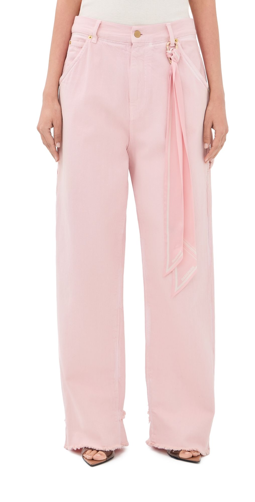 DARKPARK Lisa Silk Scarf Adorned Loose Fit Carpenter Jeans Pink 29