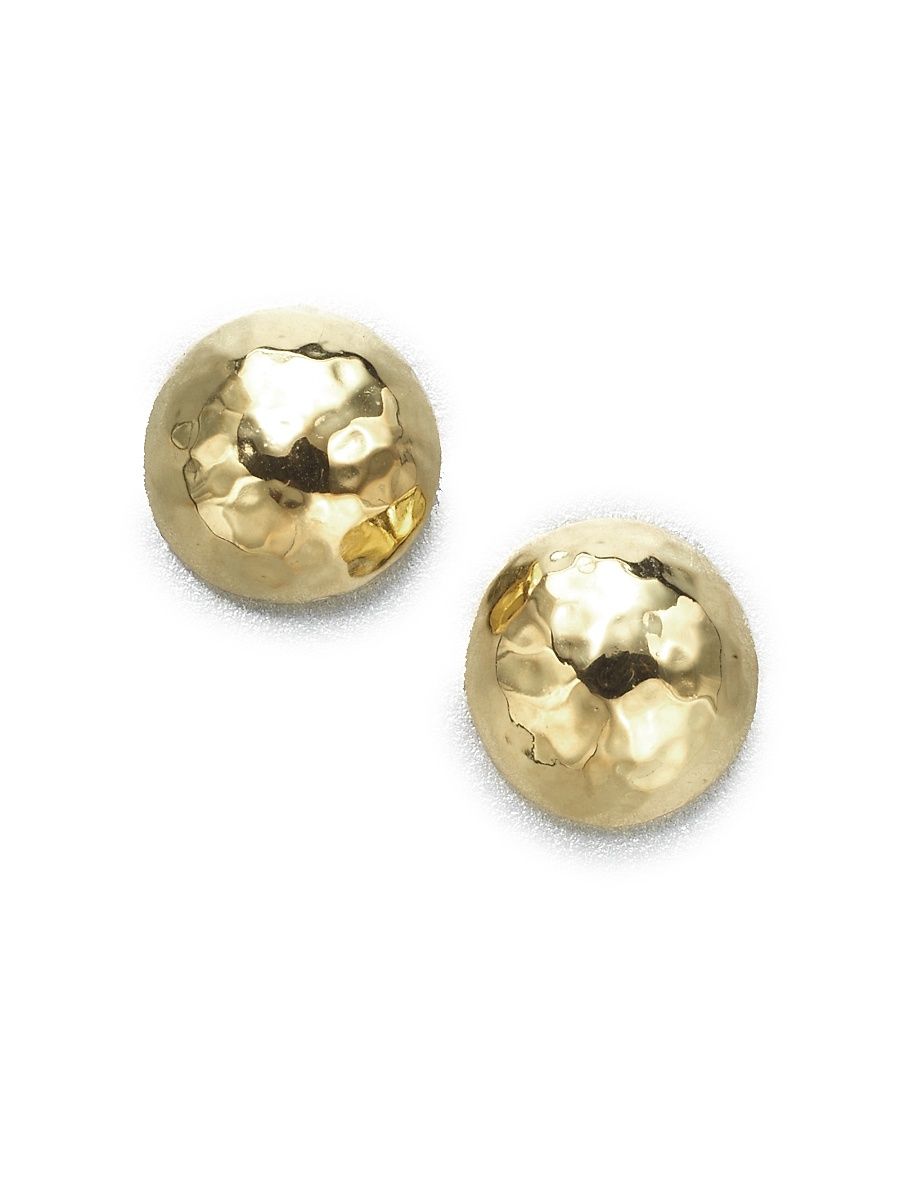 Women's Classico Small 18K Yellow Gold Hammered Pinball Stud Earrings - Gold