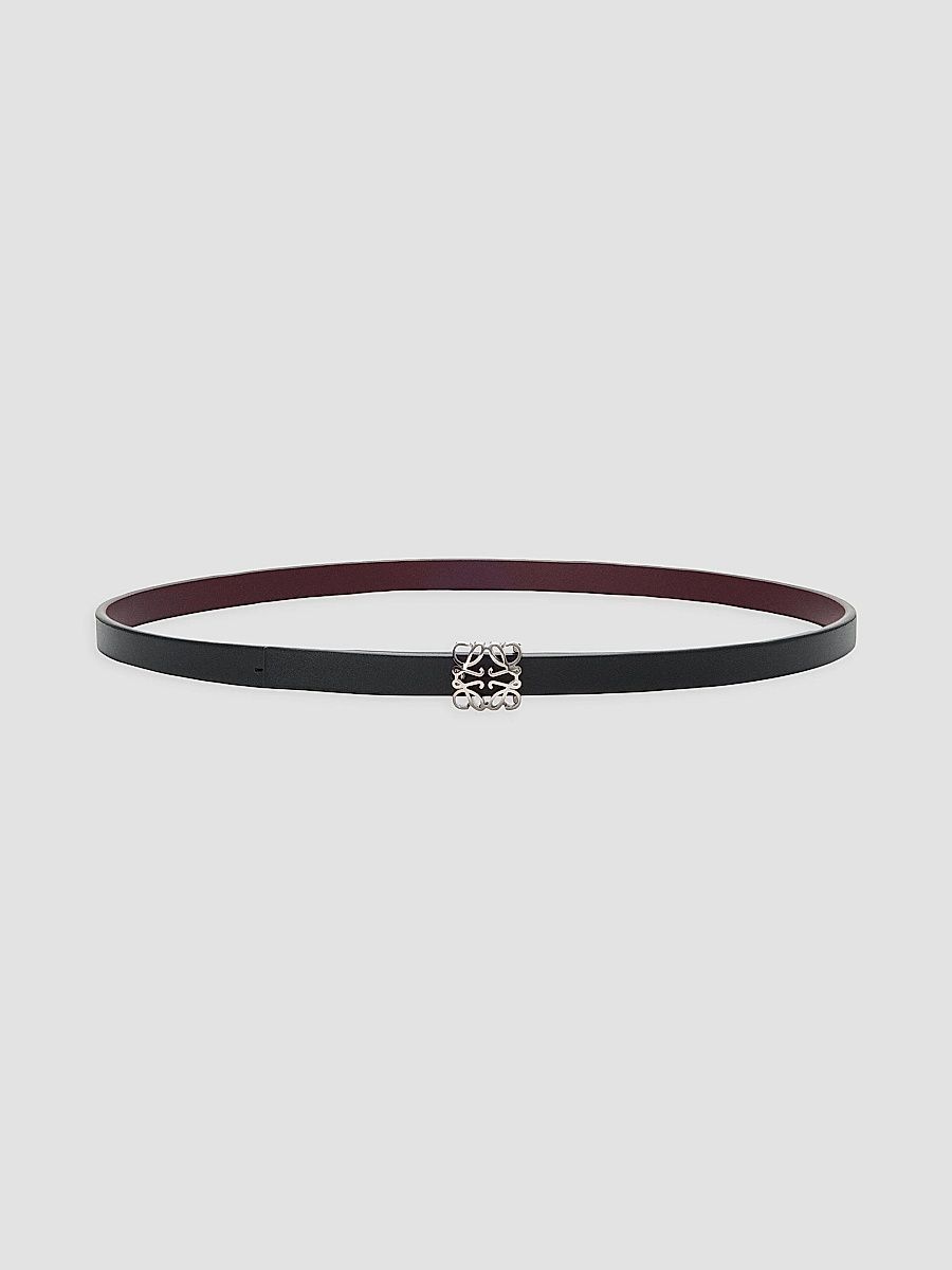LOEWE Women's Anagram Reversible Leather Belt - Black Burgundy - Size Medium