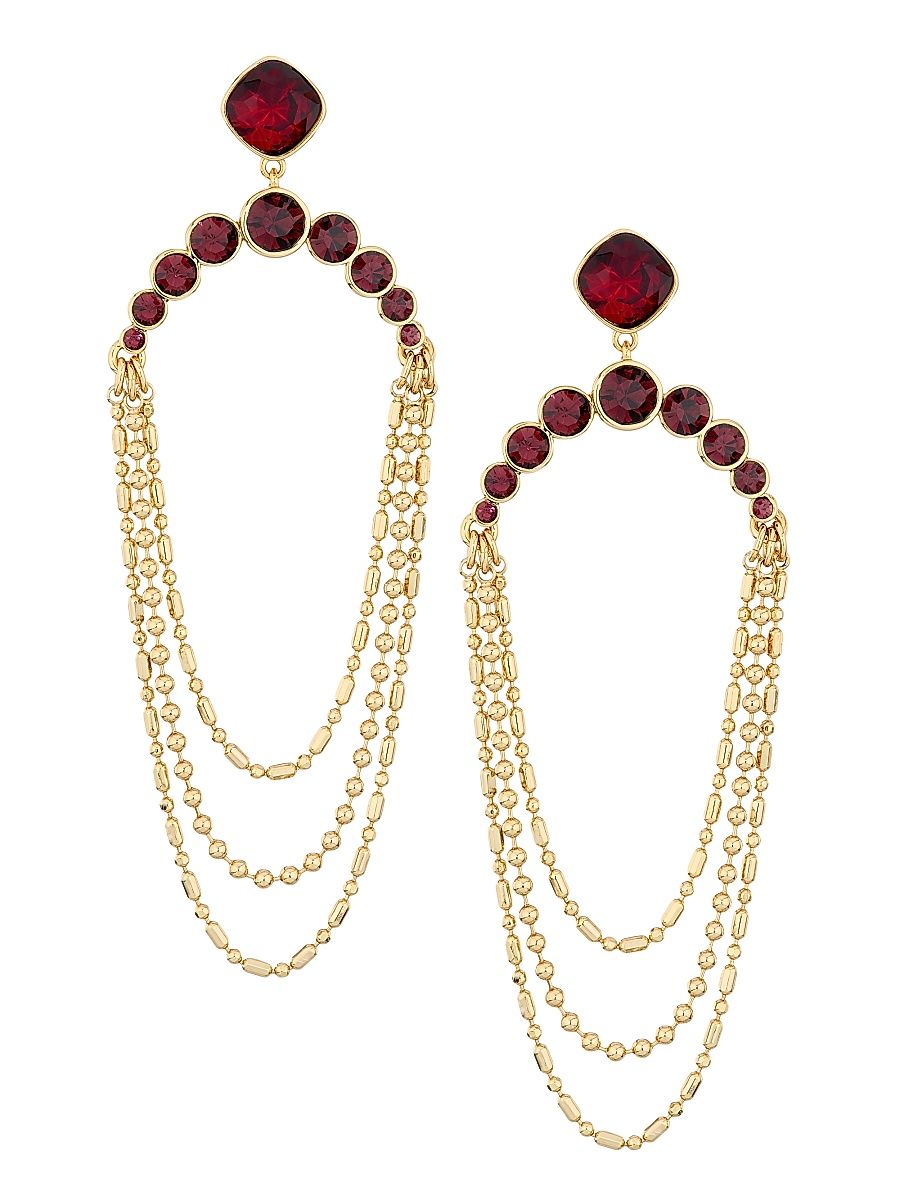 Women's Constanza Goldtone & Glass Crystal Drop Earrings - Burgundy Gold