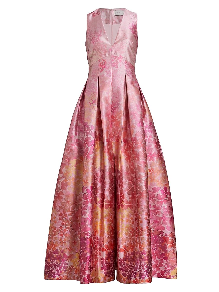Women's Brooke Printed Mikado Gown - Light Sunset Hydrangea - Size 0