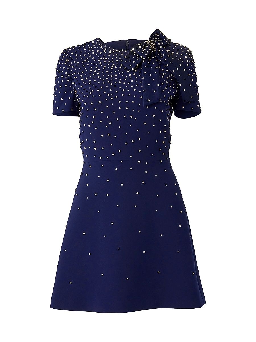 Women's Embellished Bow Short-Sleeve Minidress - Midnight - Size 8