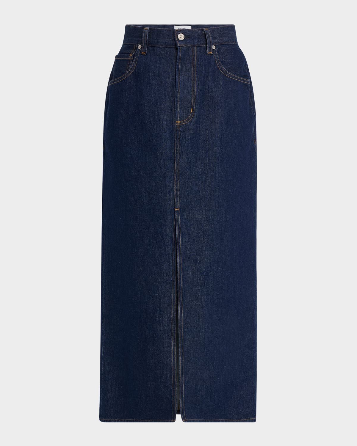 Gwynn Cotton Denim Midi Pencil Skirt