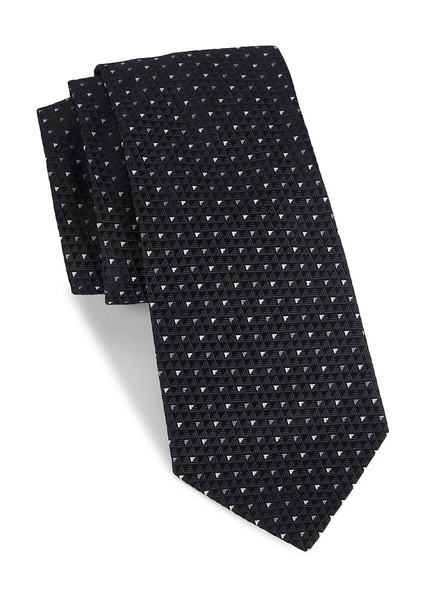 Men's Bond St Geometric Silk Tie - Black