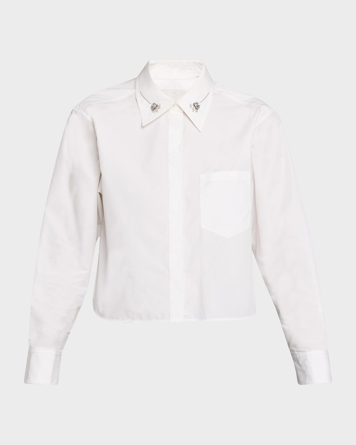 Long-Sleeve Shirt with Embellished Collar