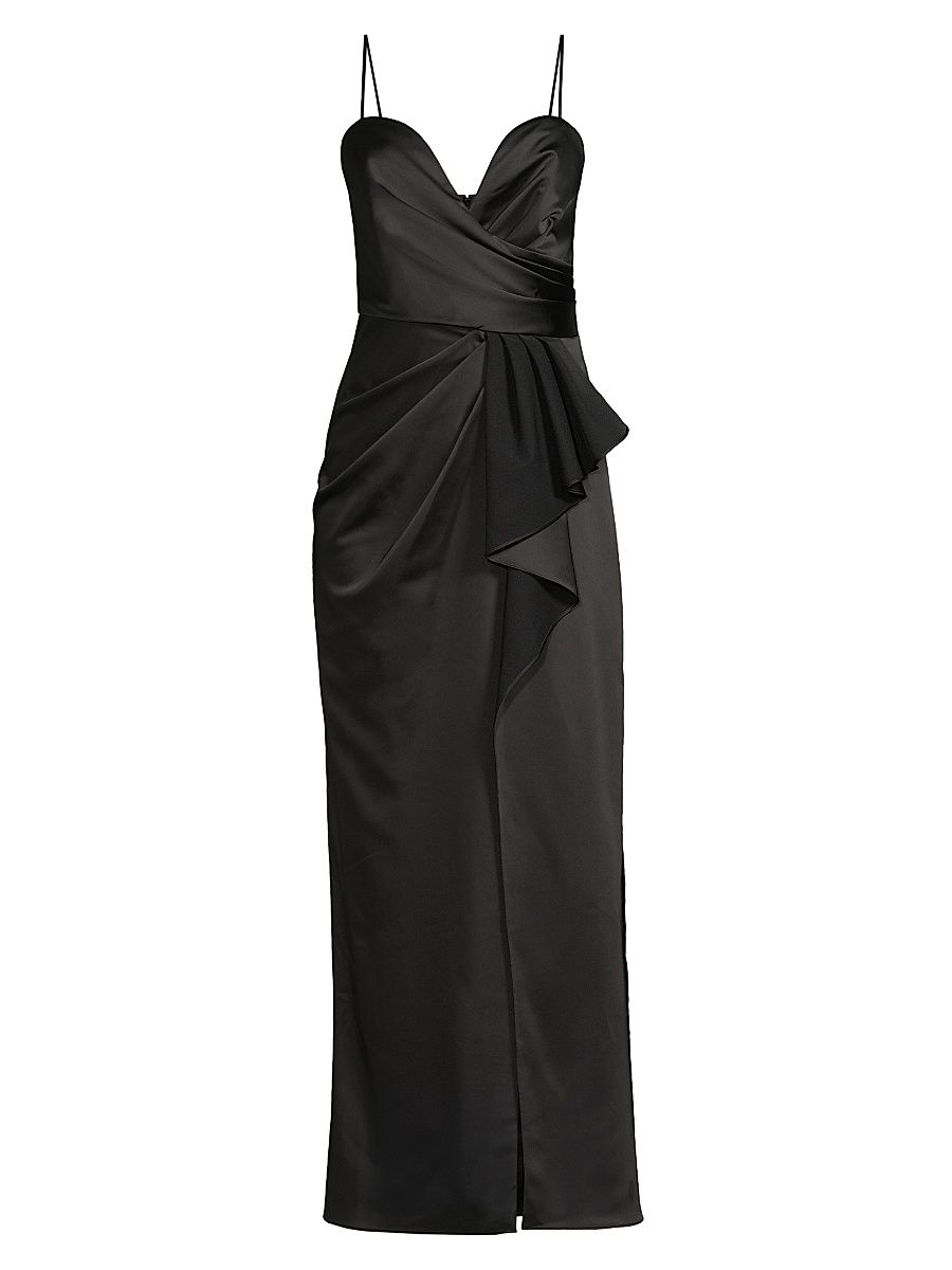 Women's Freya Ruffled Satin Gown - Black - Size 14