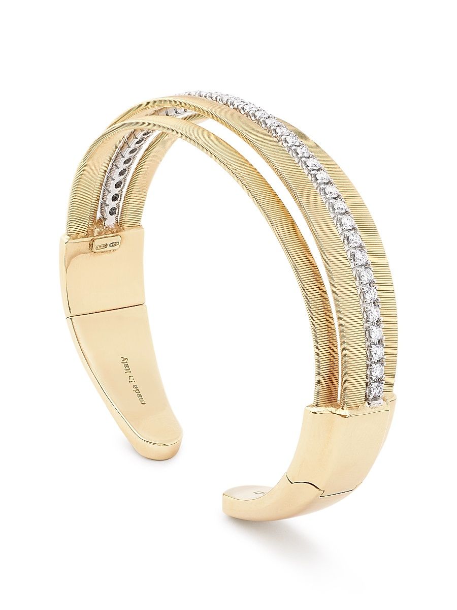 Women's Masai Two-Tone 18K Gold & 0.99 TCW Diamond Multi-Strand Cuff - Yellow Gold