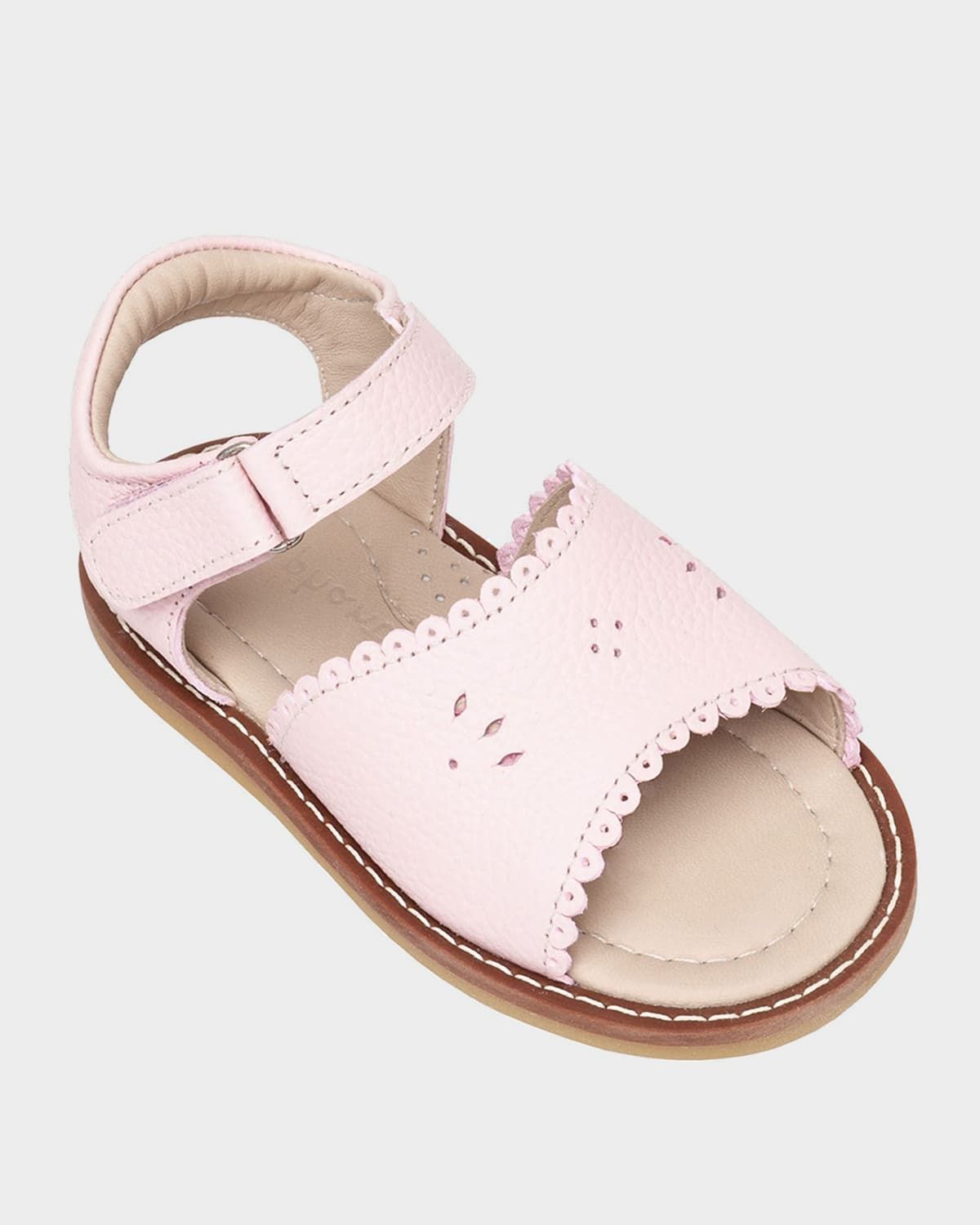Girl & apos;s Scalloped Leather Sandals, Toddler
