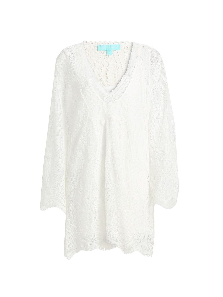 Women's Elizabeth Lace Tunic Minidress - White - Size Large