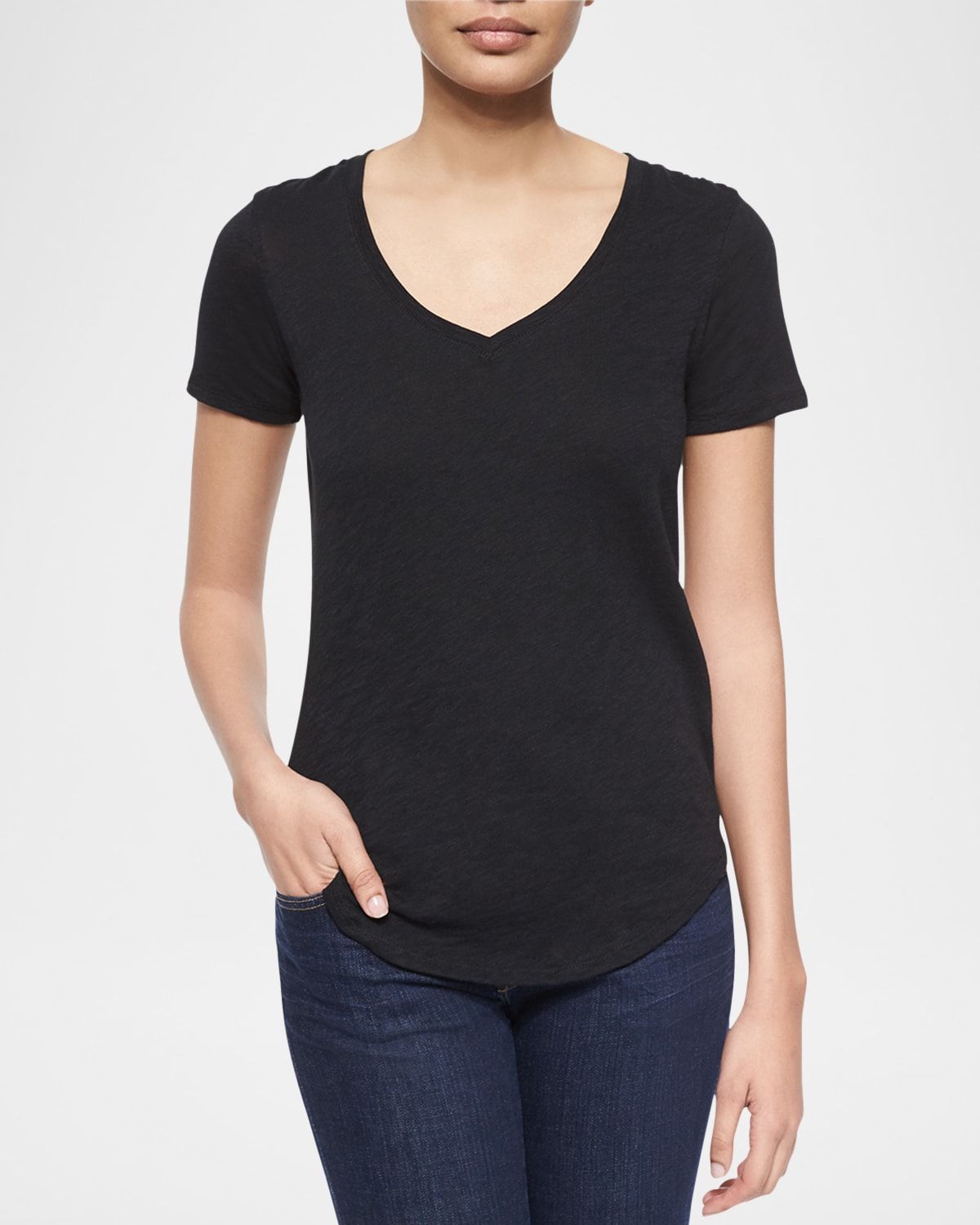 Short-Sleeve V-Neck Slub Jersey Tee