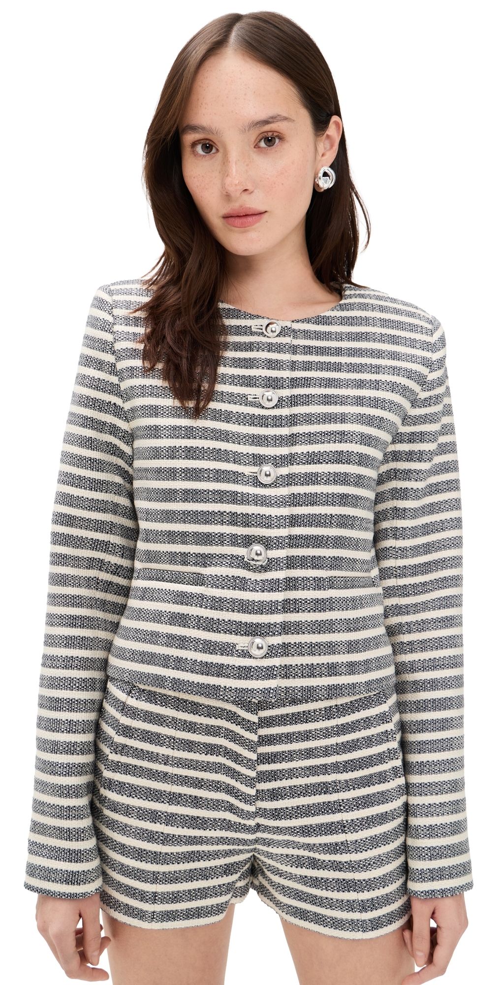 Joe's Jeans The Talia Jacket Midnight/Ecru Stripe L