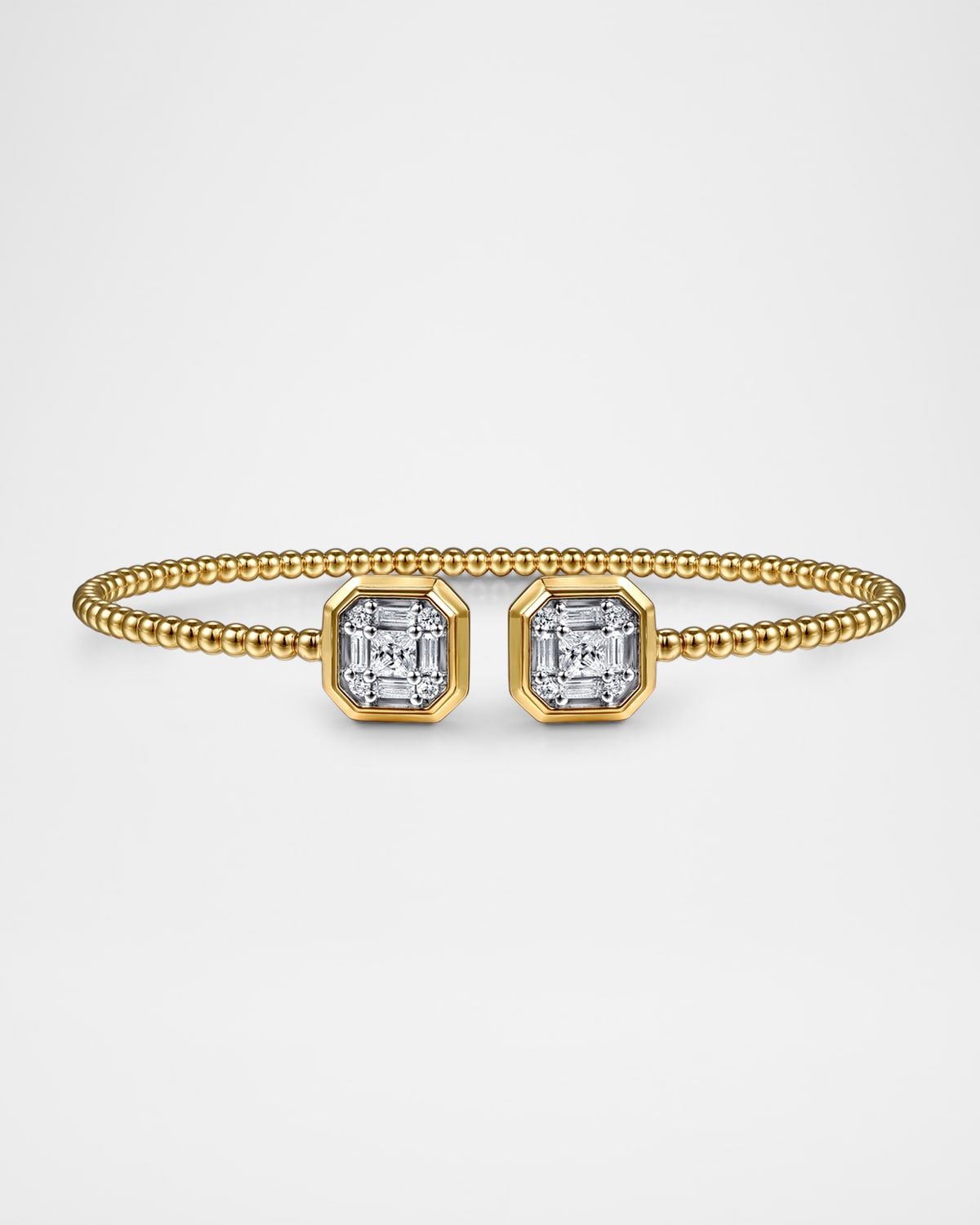 14K Yellow Gold Bujukan Baguette and Princess Diamond Split Bangle Bracelet