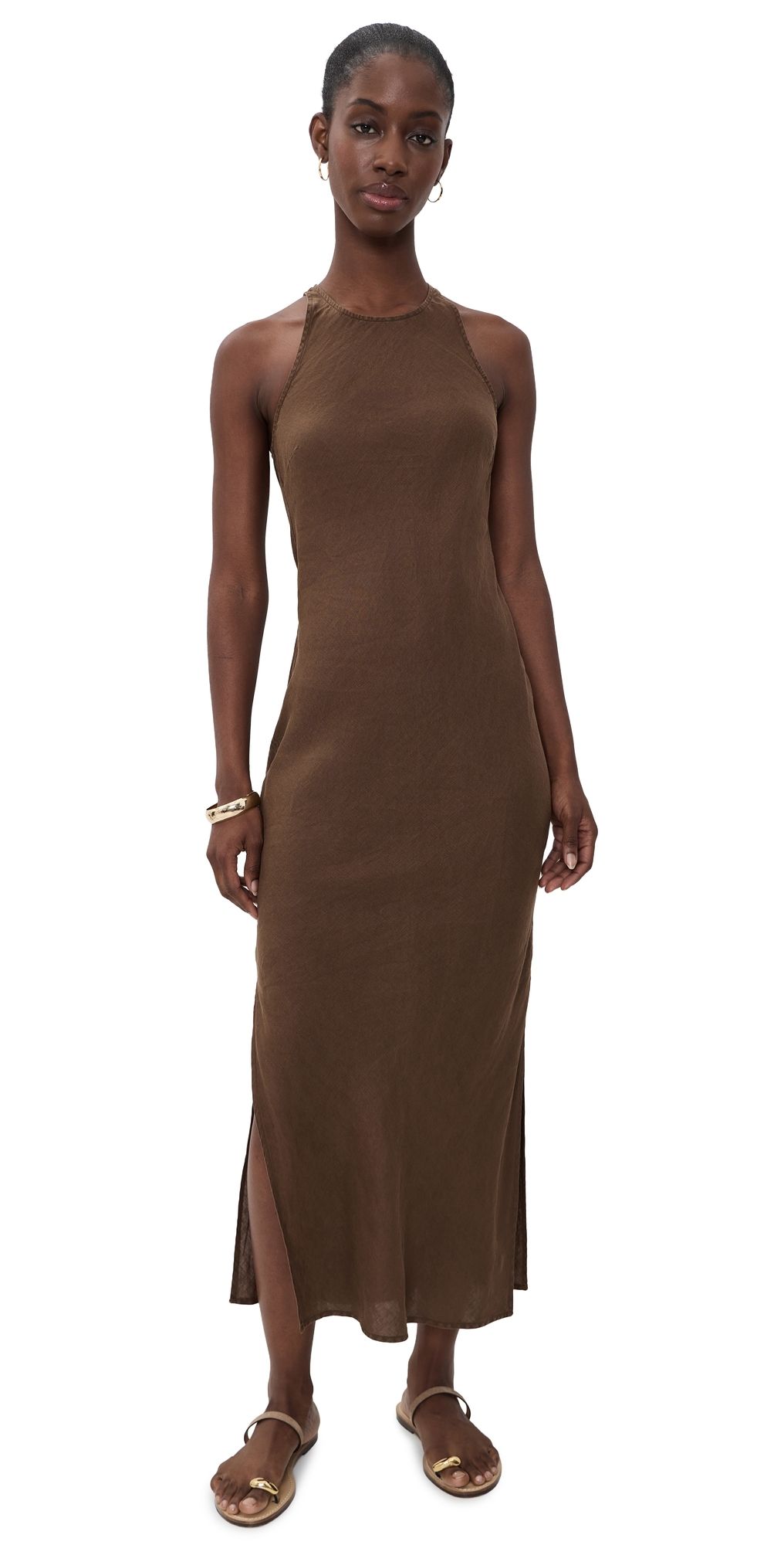 James Perse Canvas Linen Long Dress Cocoa 1