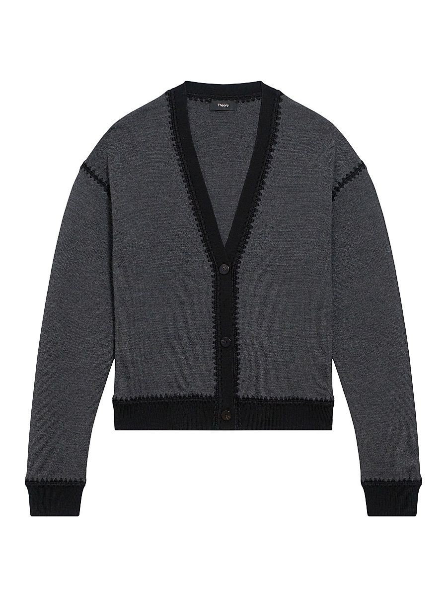 Women's Blanket Wool Cardigan - Pestle Melange Black - Size Small