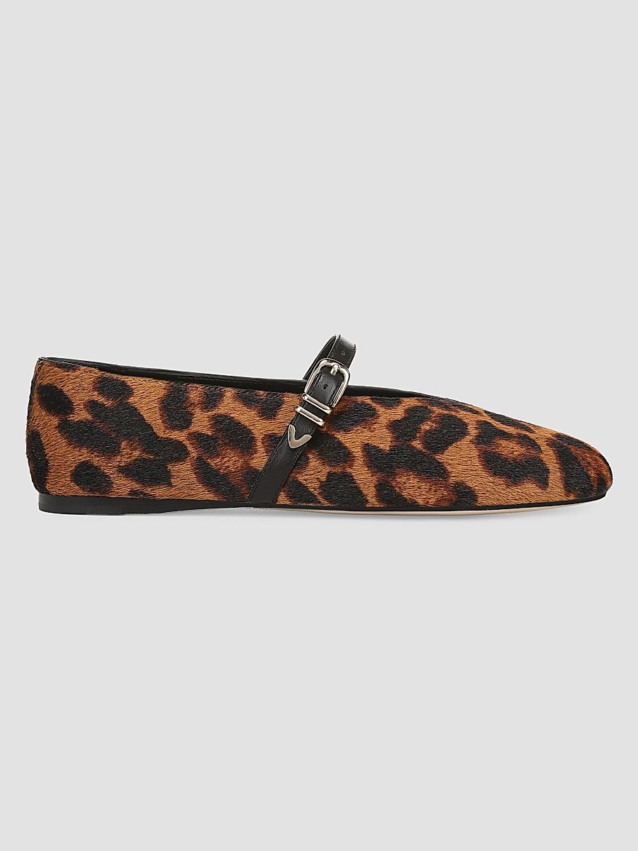 Women's Margot MJ Leopard-Print Calf Hair Mary Janes - Brandy - Size 5.5