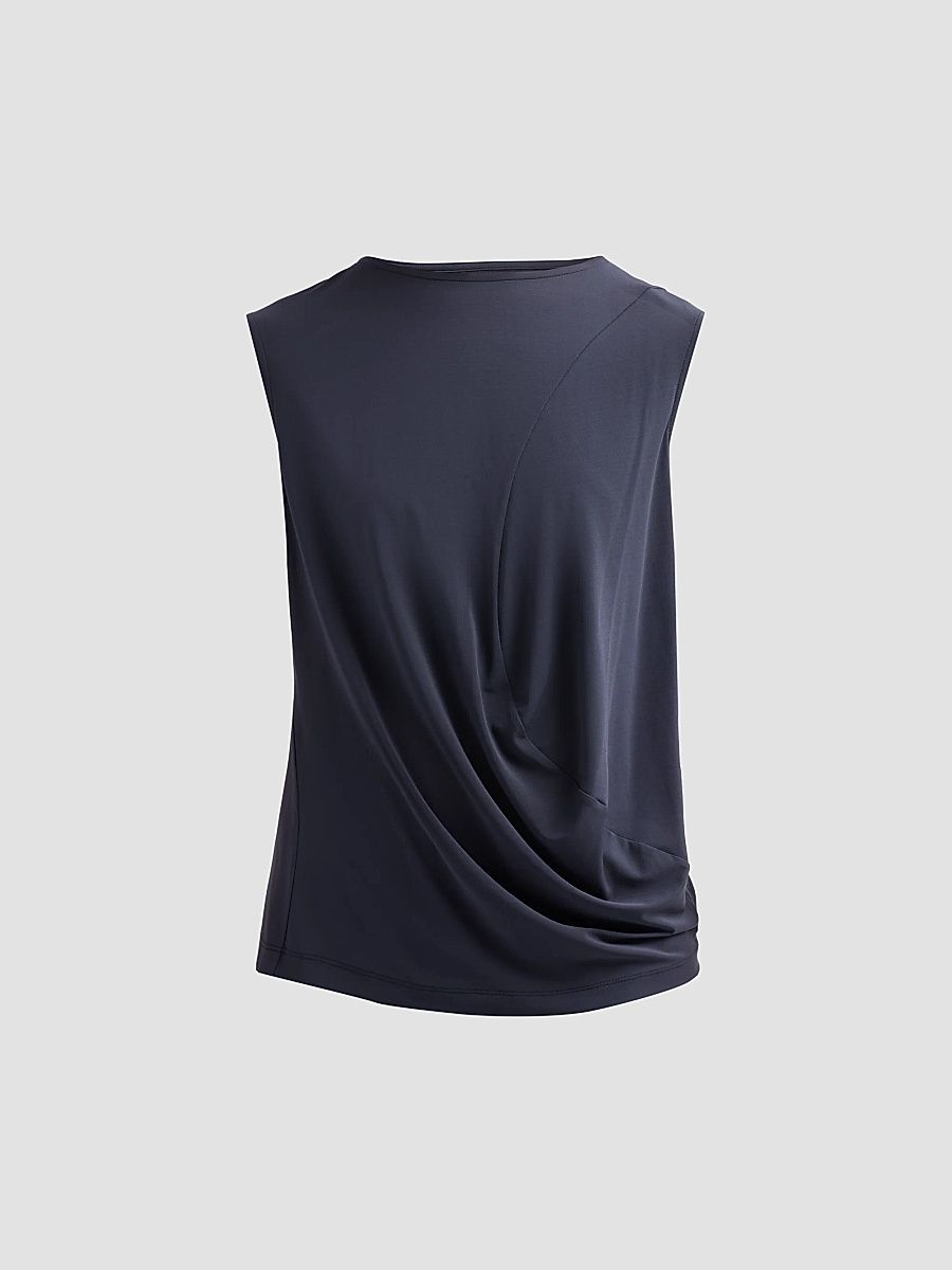 Women's Jersey Draped Top - Dark Navy - Size XS