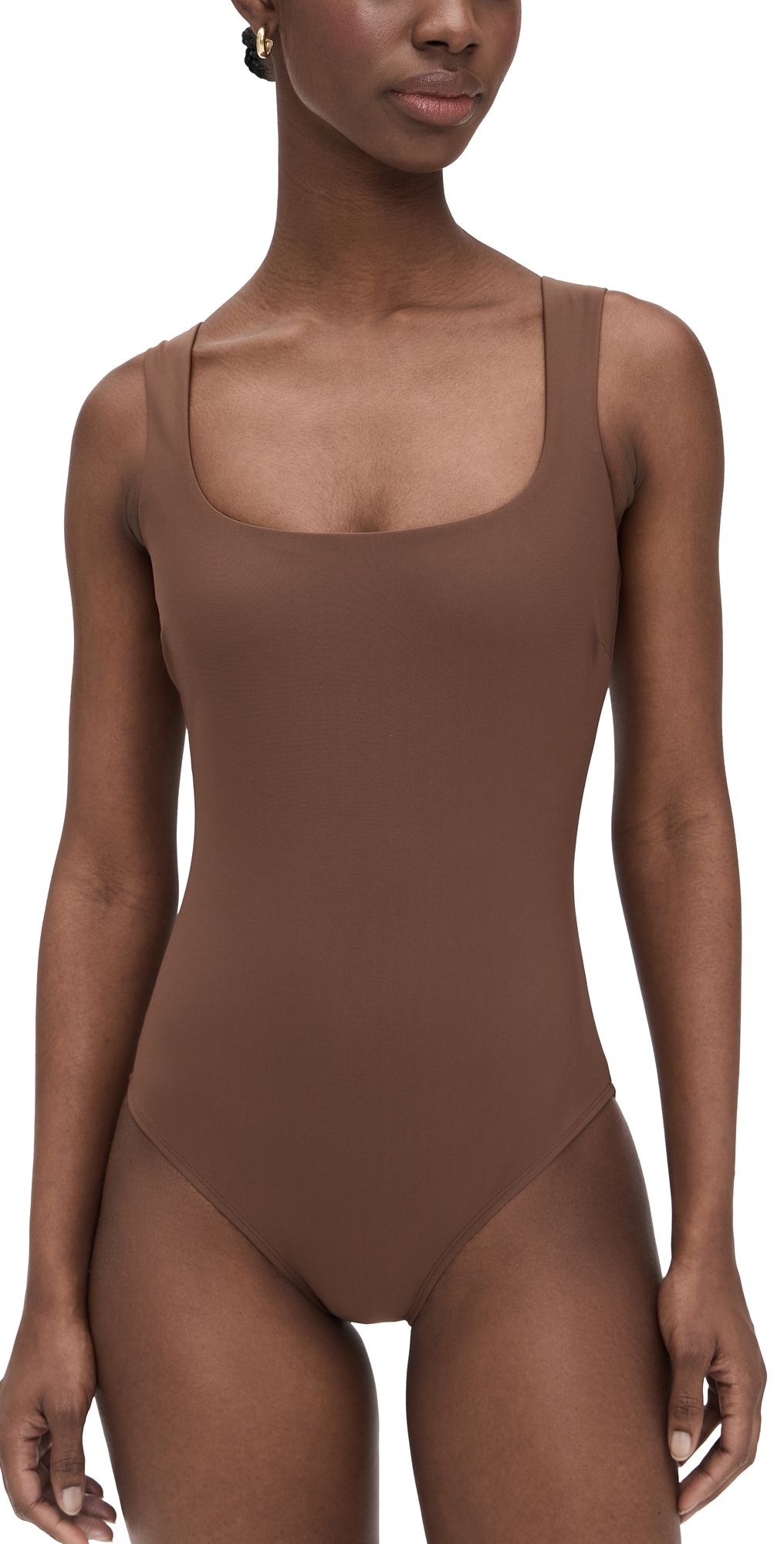 STYLEST Square Neck Tank One Piece Cocoa M