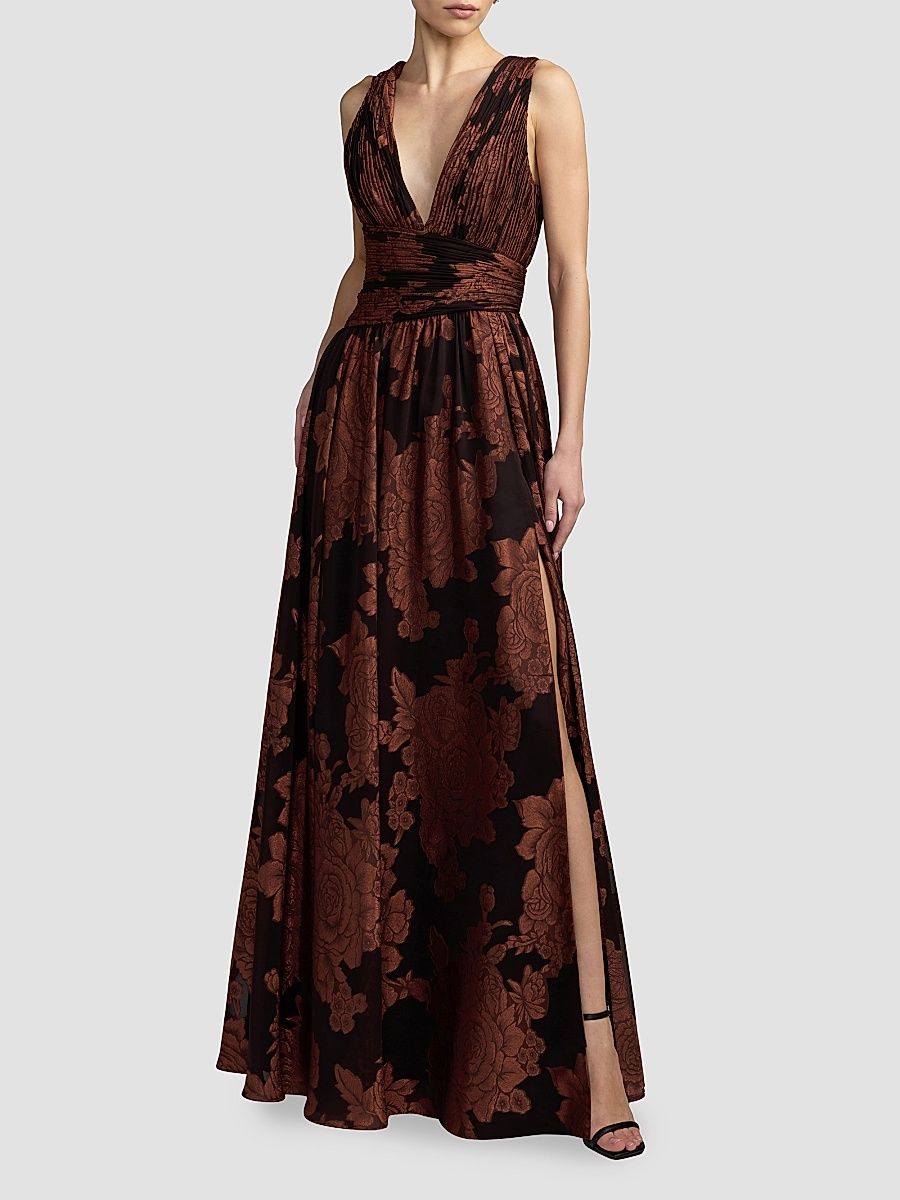 Women's Burnout Chiffon Sleeveless A-Line Gown - Spice Multi - Size 16