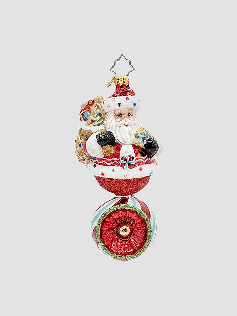 Sweet Claus Reflector Glass Santa Ornament
