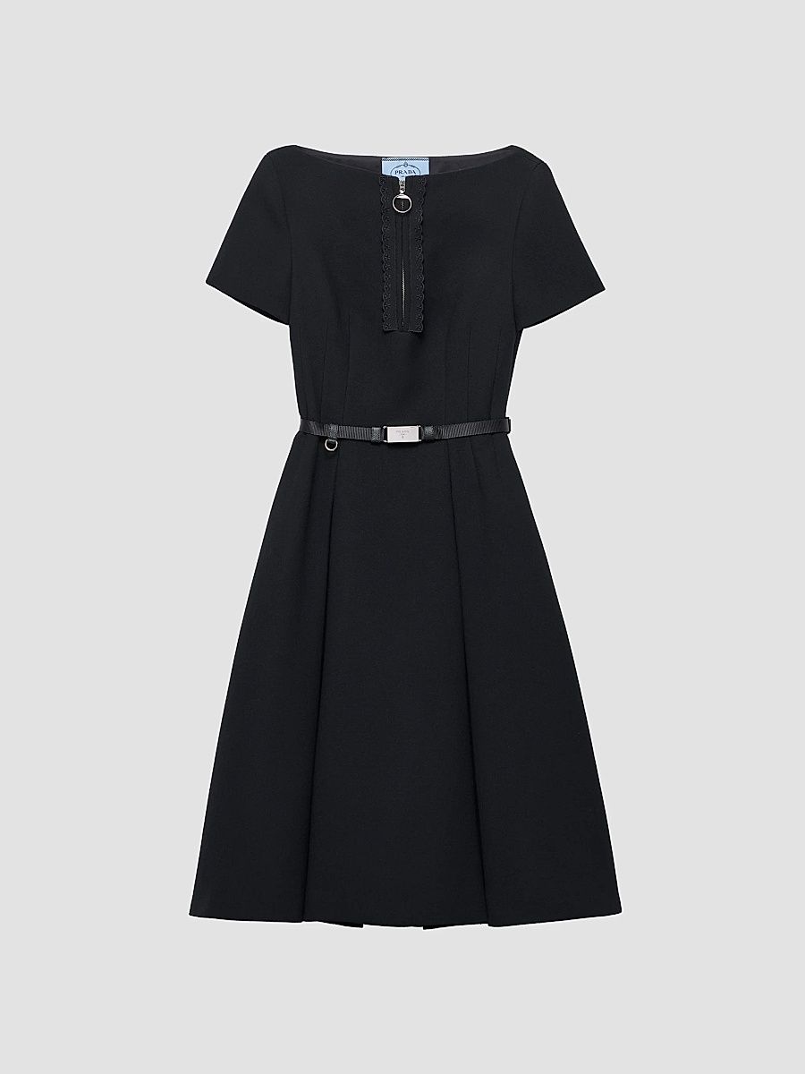 Women's Embroidered Natte Fabric Dress - Black - Size 12
